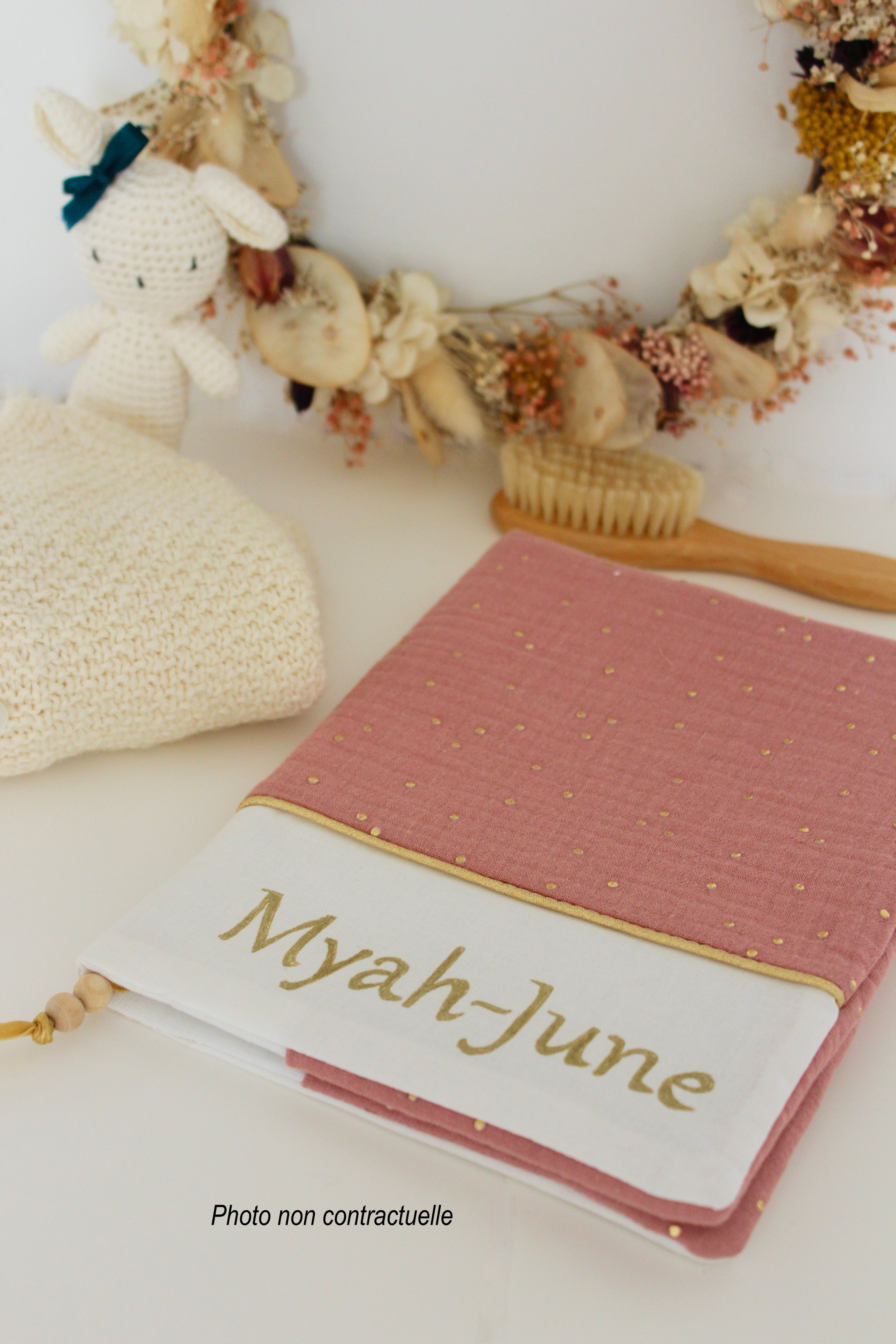 Protège carnet de santé pois dorés