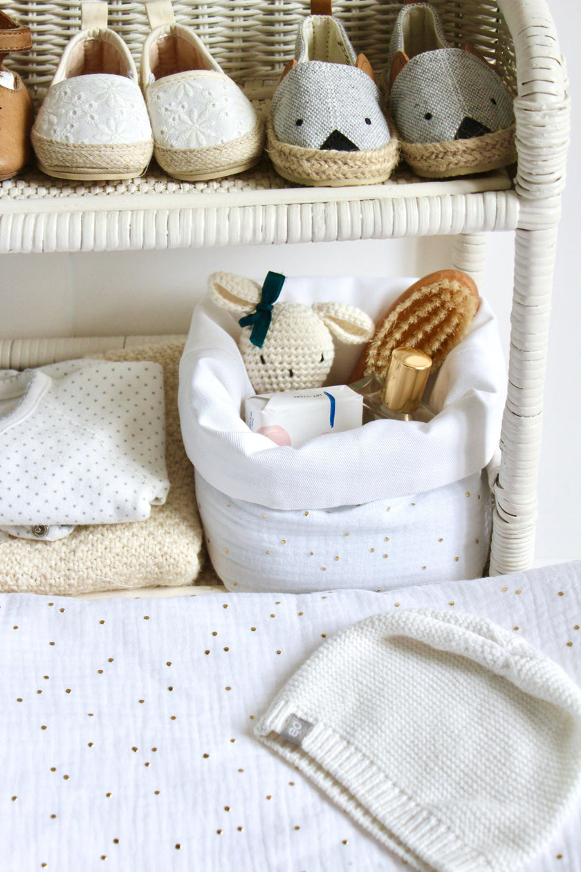 panier de rangement pour chambre bébé en gaze de coton