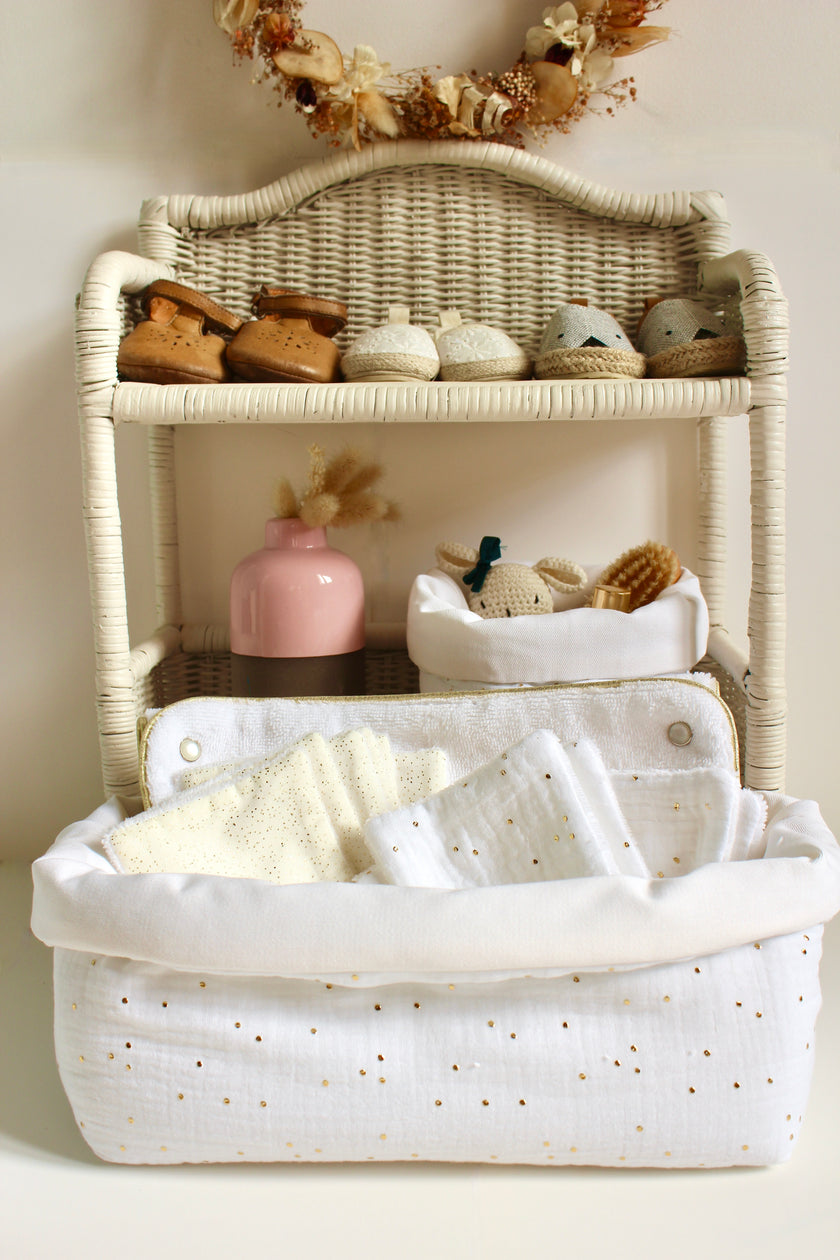 panier de rangement pour chambre bébé en gaze de coton