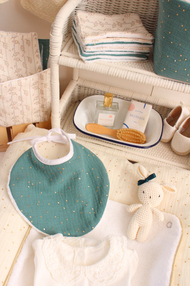 housse de matelas à langer pour bébé couleur écru en gaze de coton