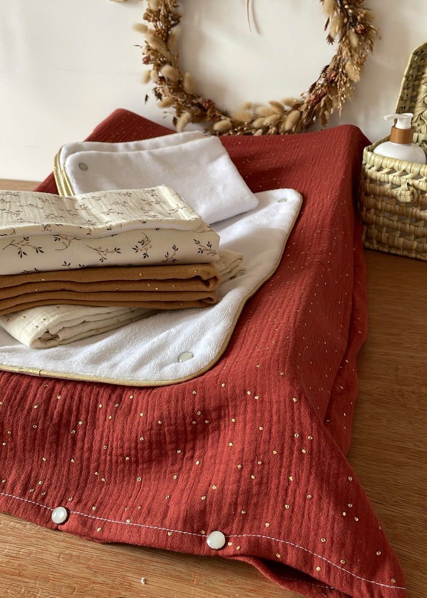 Housse de matelas à langer tomette doré
