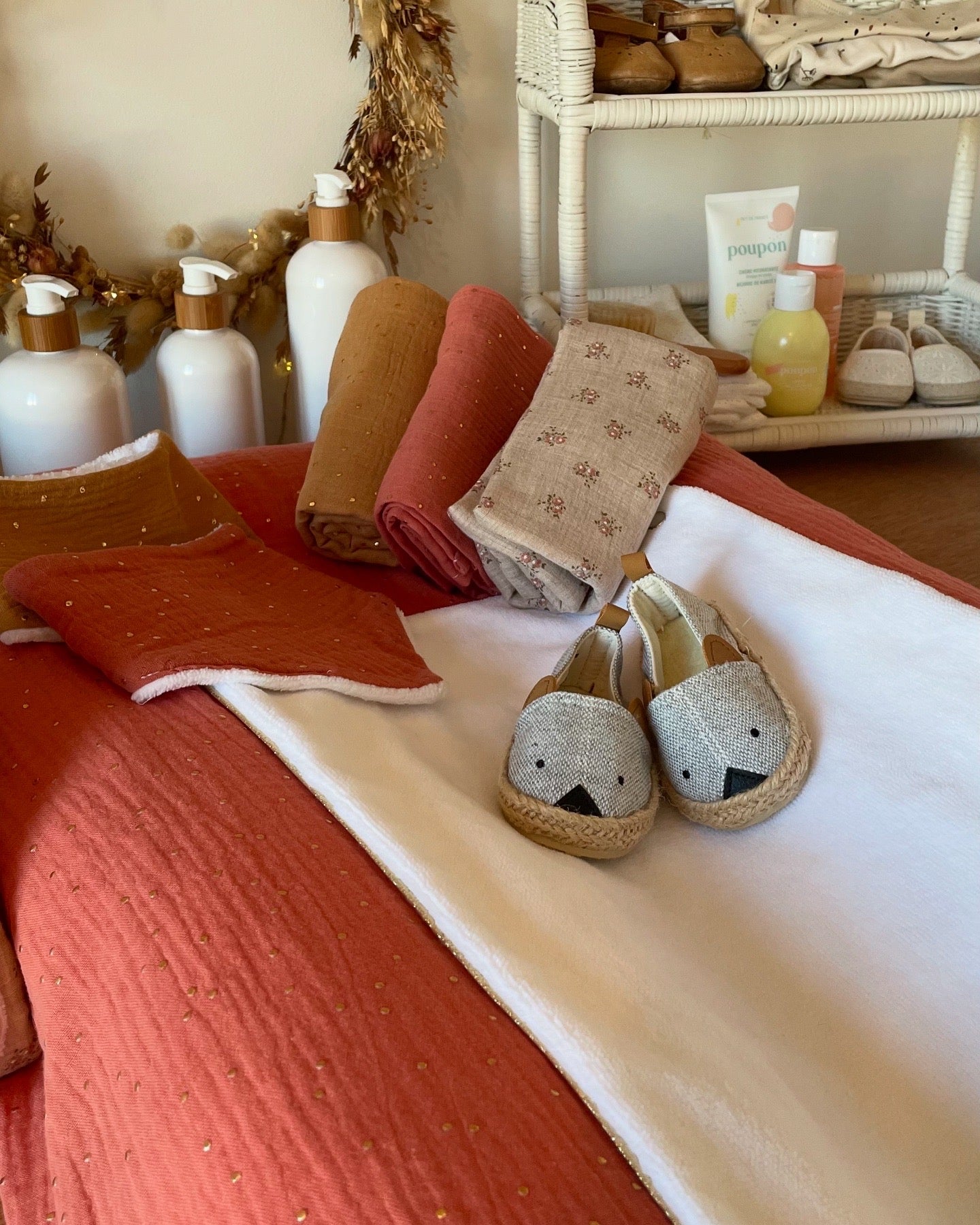 Housse de matelas à langer terracotta doré