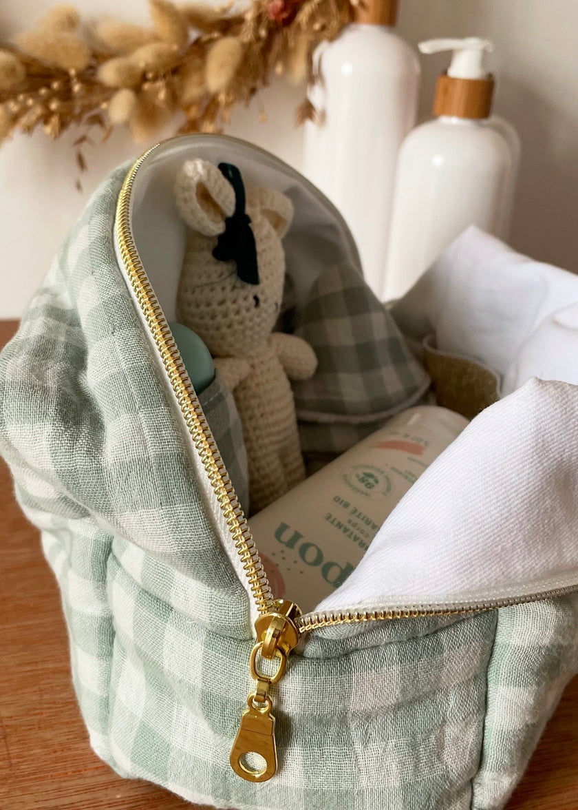 Trousse de toilette Vichy vert
