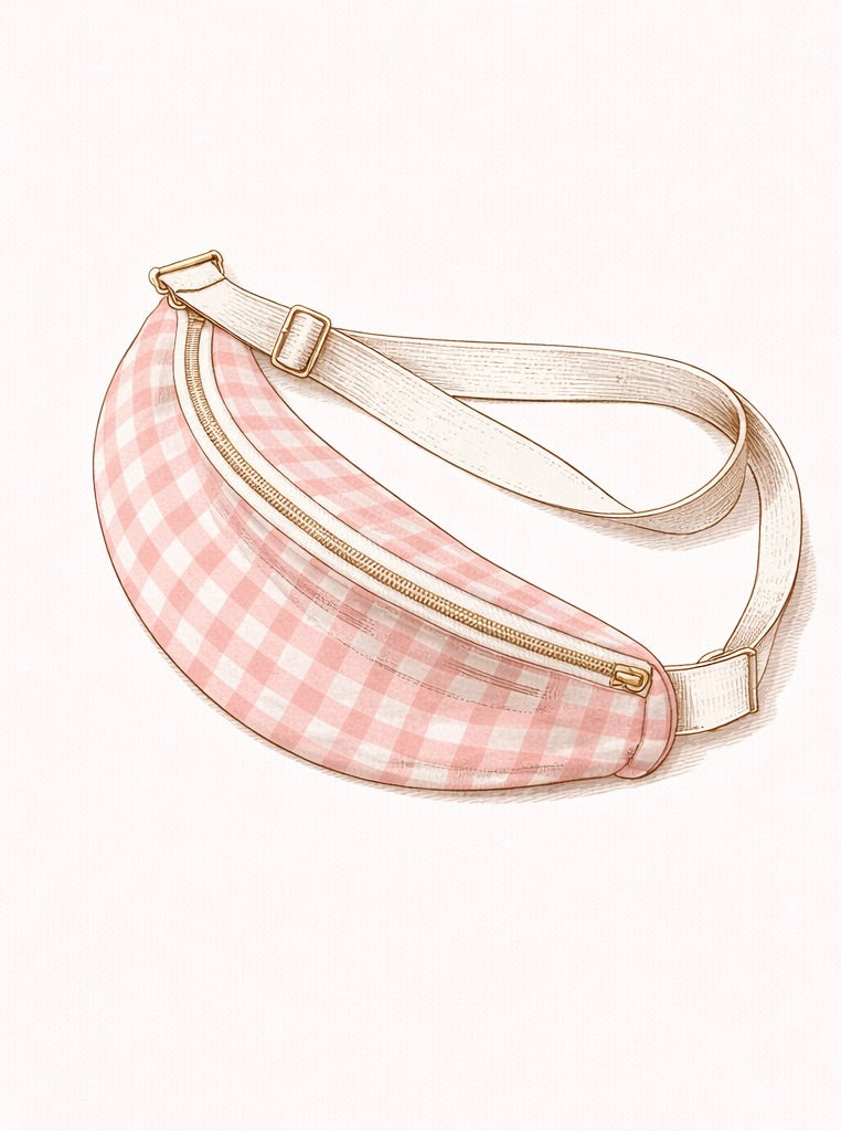 Sac banane Vichy rose