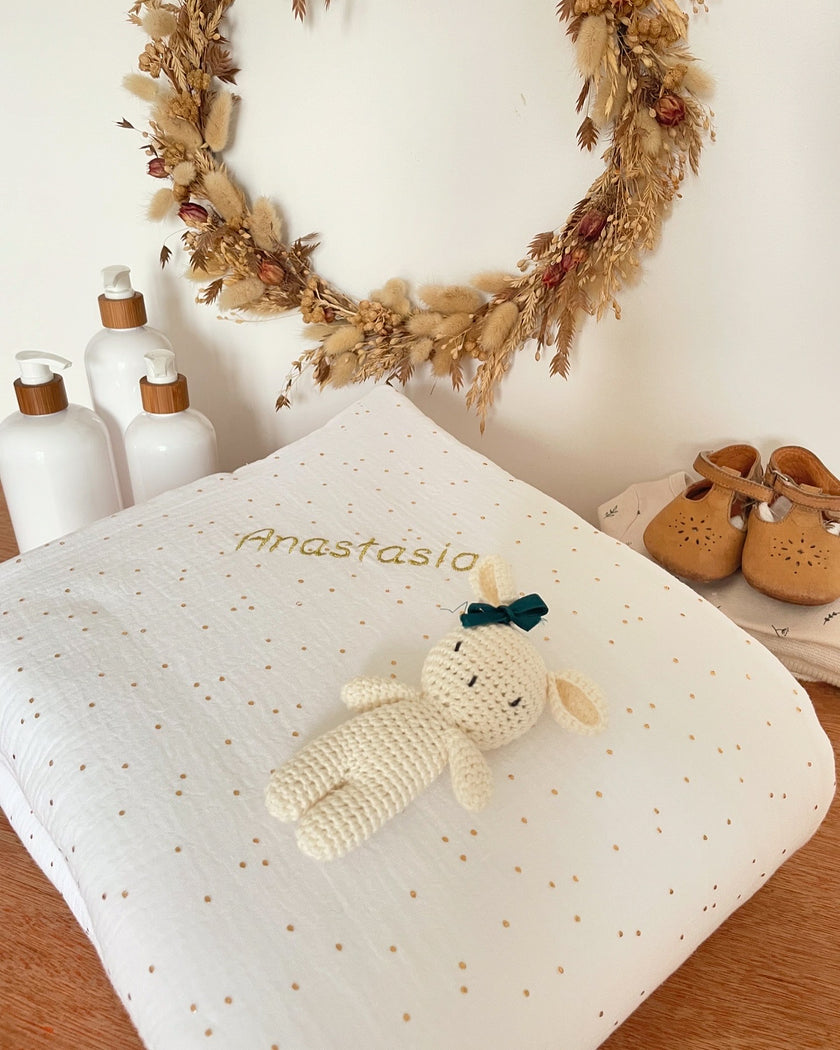 Couverture bébé blanche et doré