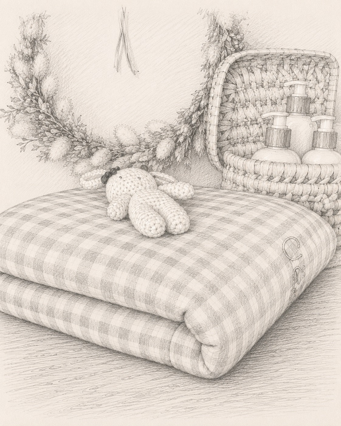 Couverture Vichy rose