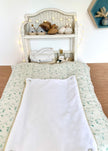 housse de matelas à langer en gaze de coton bio motifs feuille d'eucalyptus 