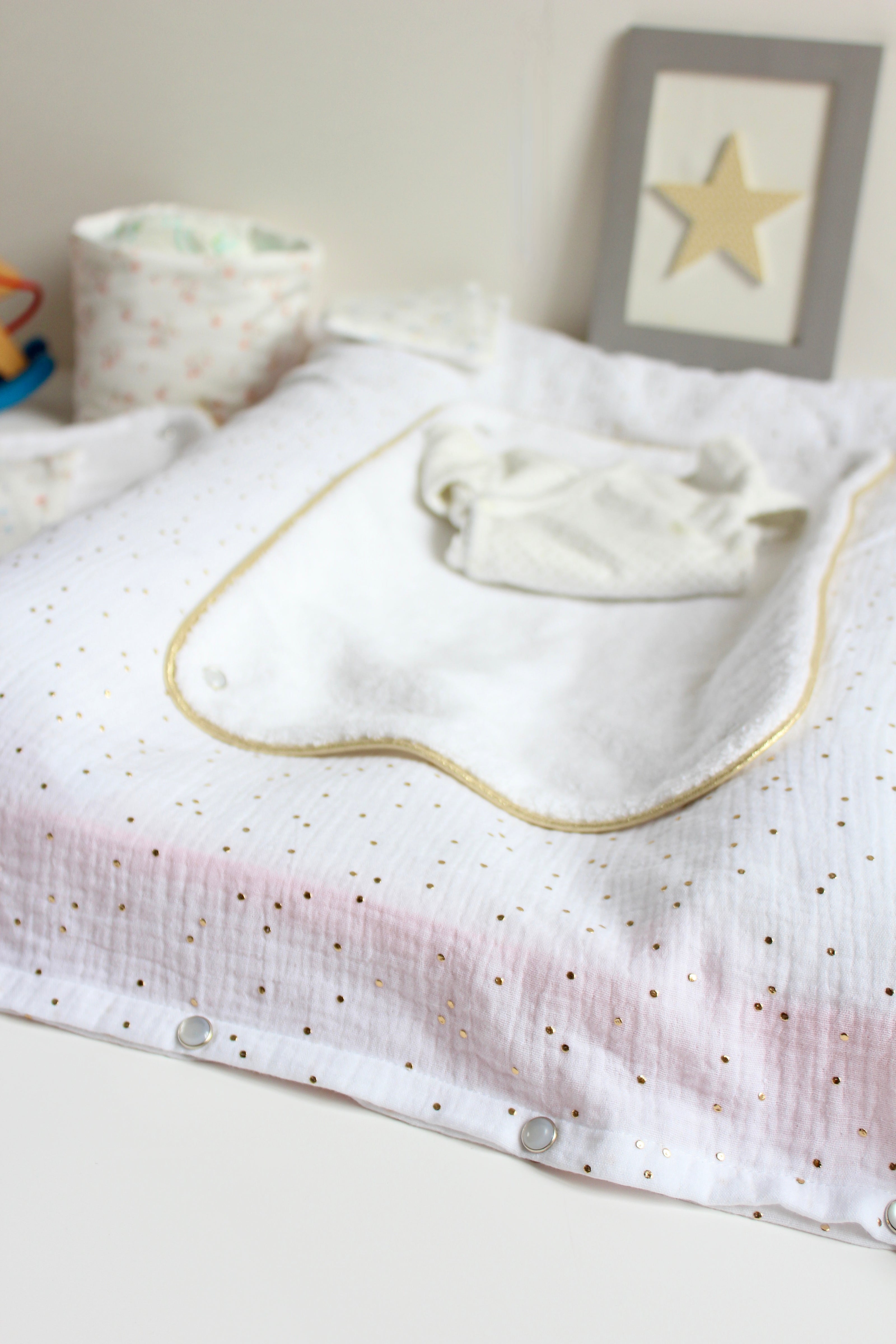 housse de matelas à langer avec boutons pressions couleur blanc