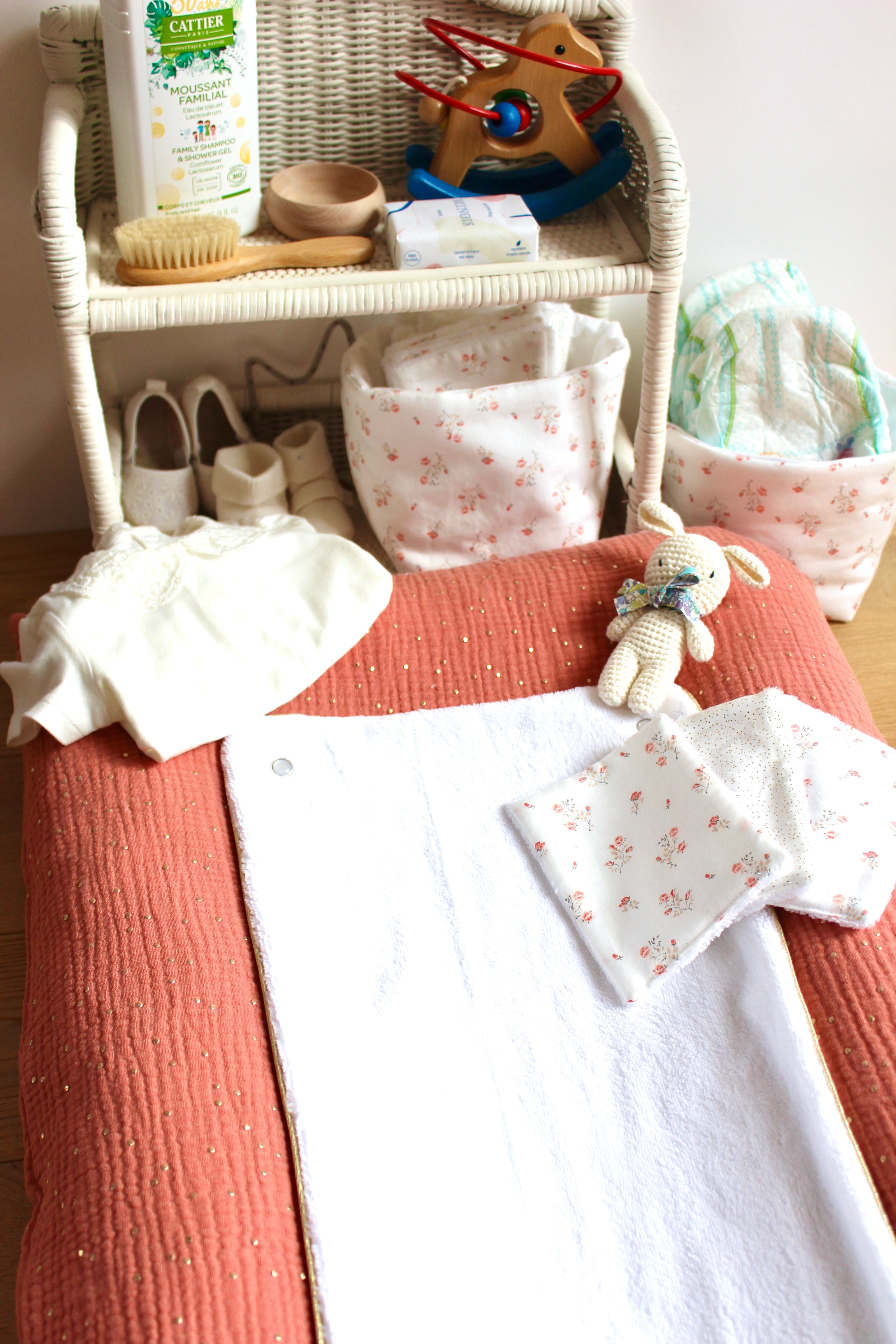 Housse de matelas à langer terracotta doré