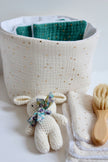 panier de rangement en gaze de coton blanc pour chambre enfant 