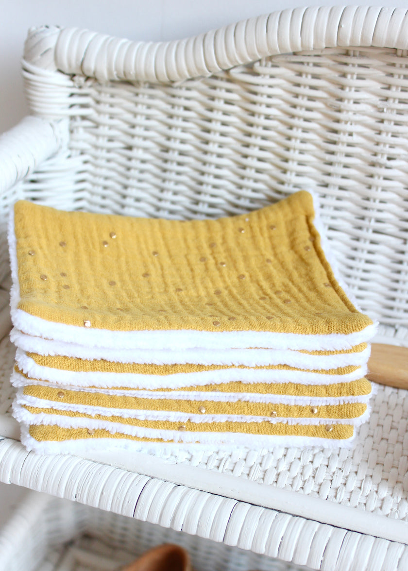 Lot de lingettes lavables moutarde