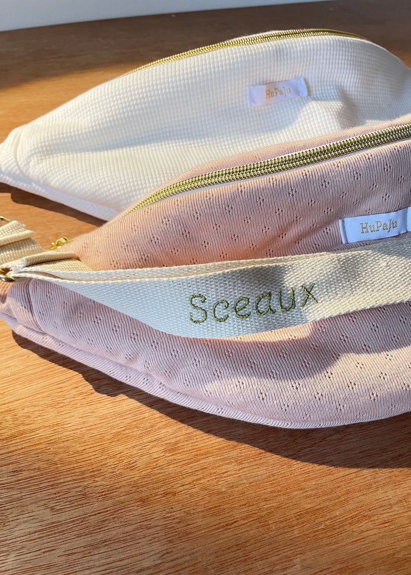 Sac banane en jersey pointelle rose