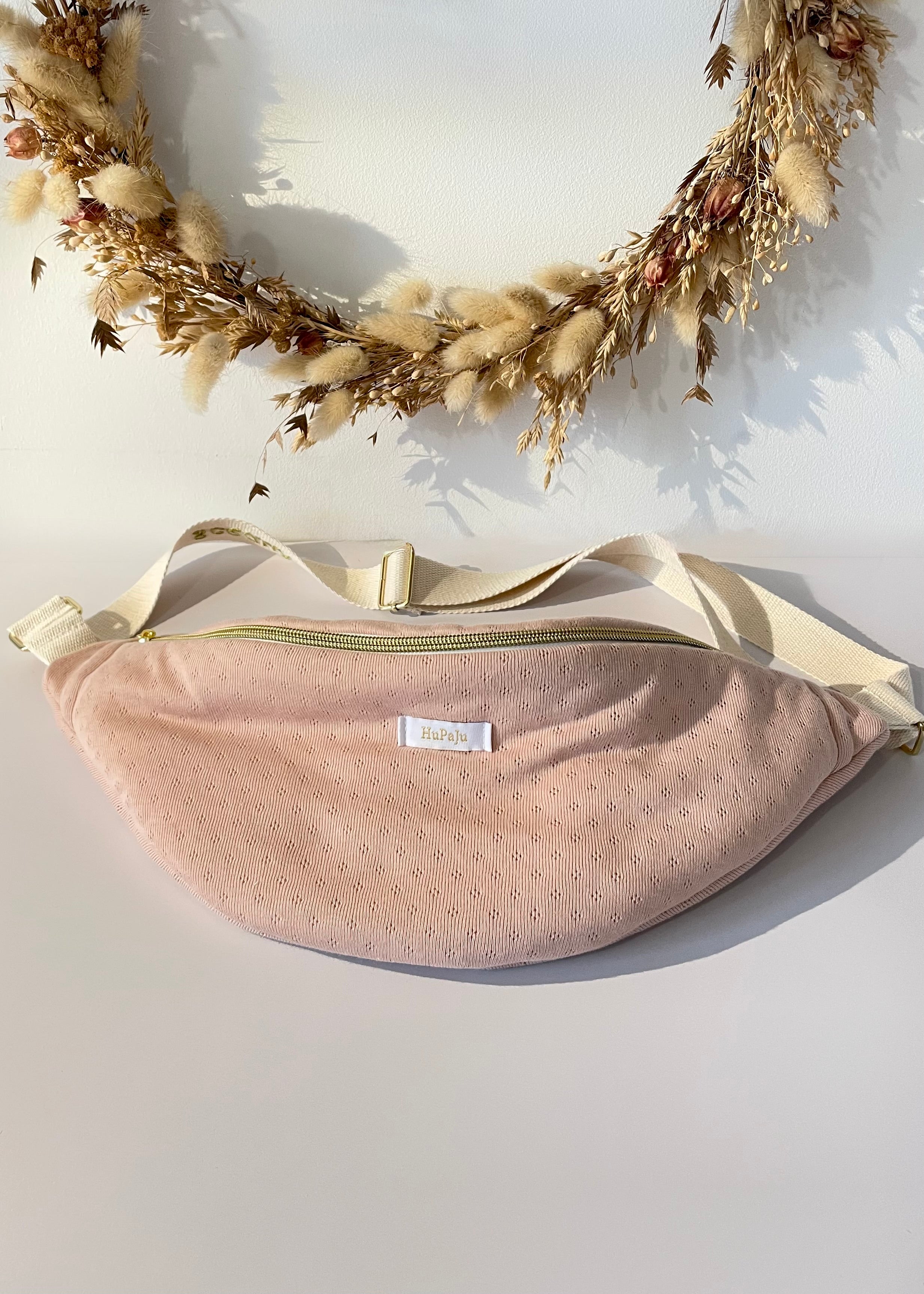 Sac banane en jersey pointelle rose