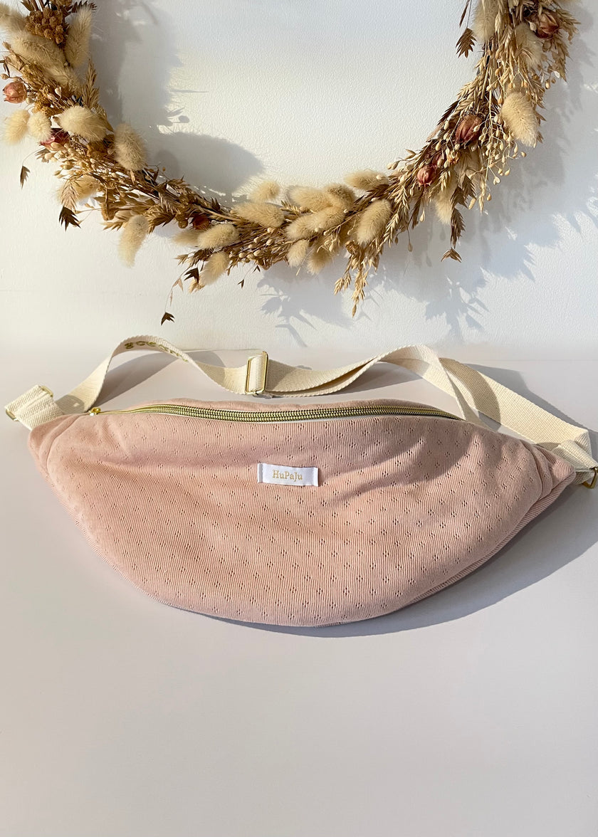 Sac banane en jersey pointelle rose