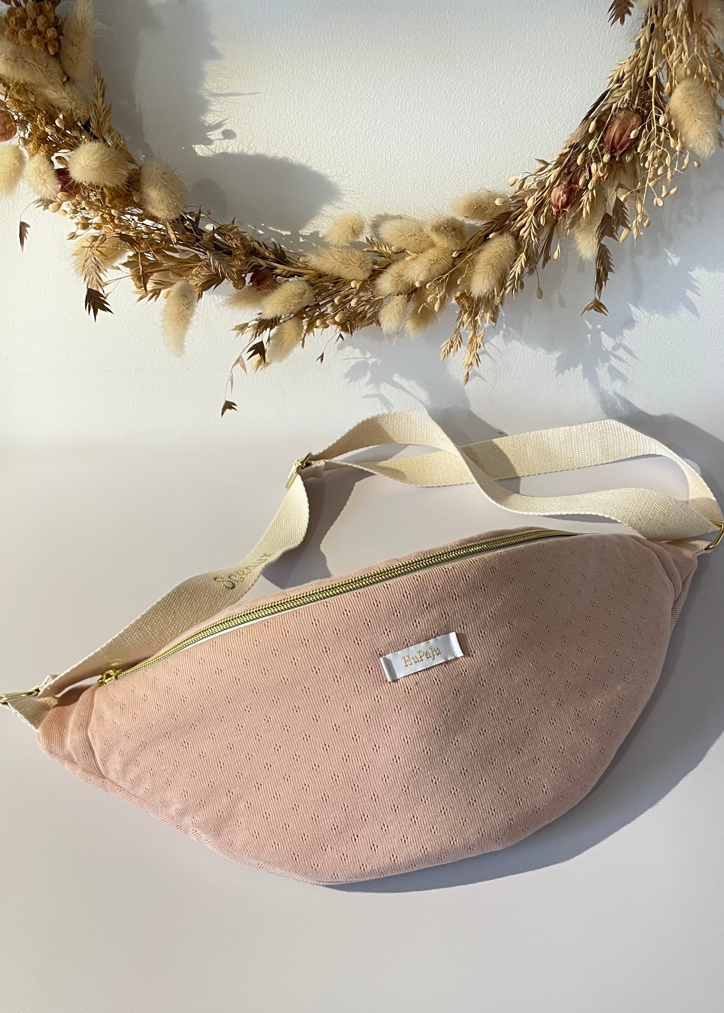 Sac banane en jersey pointelle rose