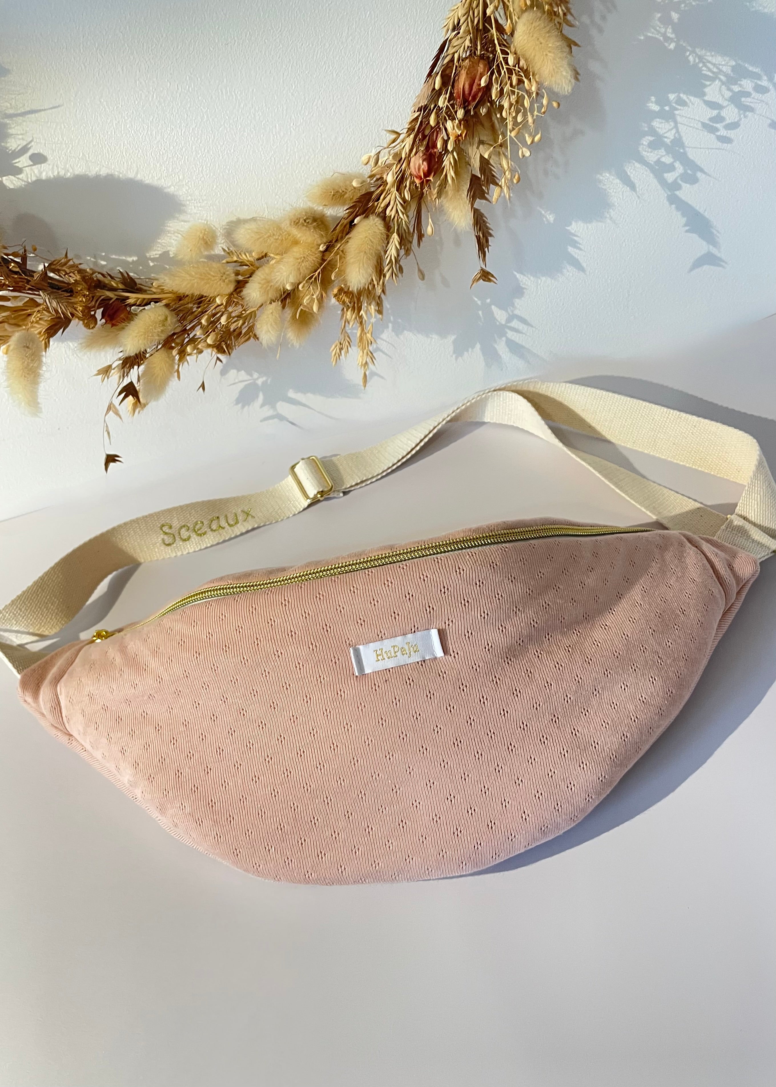 Sac banane en jersey pointelle rose
