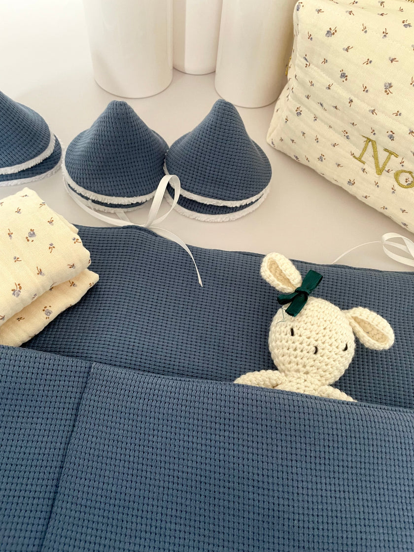 Range doudou jersey bleu jeans - Rangement lit bébé