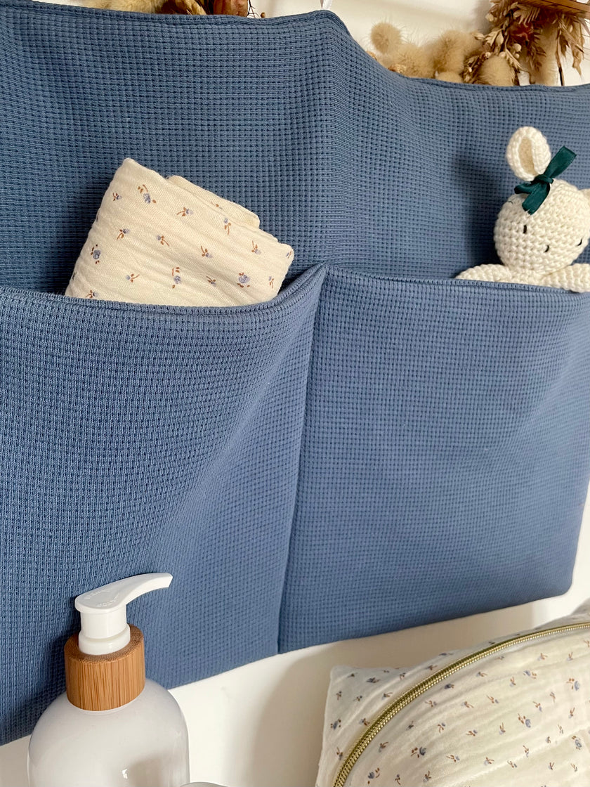 Range doudou jersey bleu jeans - Rangement lit bébé