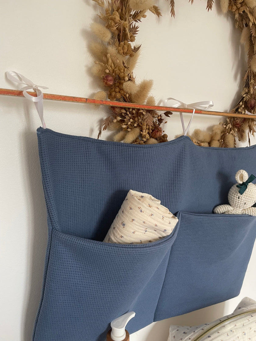 Range doudou jersey bleu jeans - Rangement lit bébé