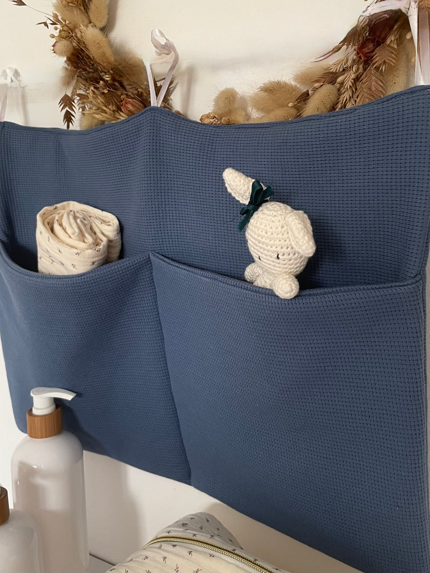 Range doudou jersey bleu jeans - Rangement lit bébé