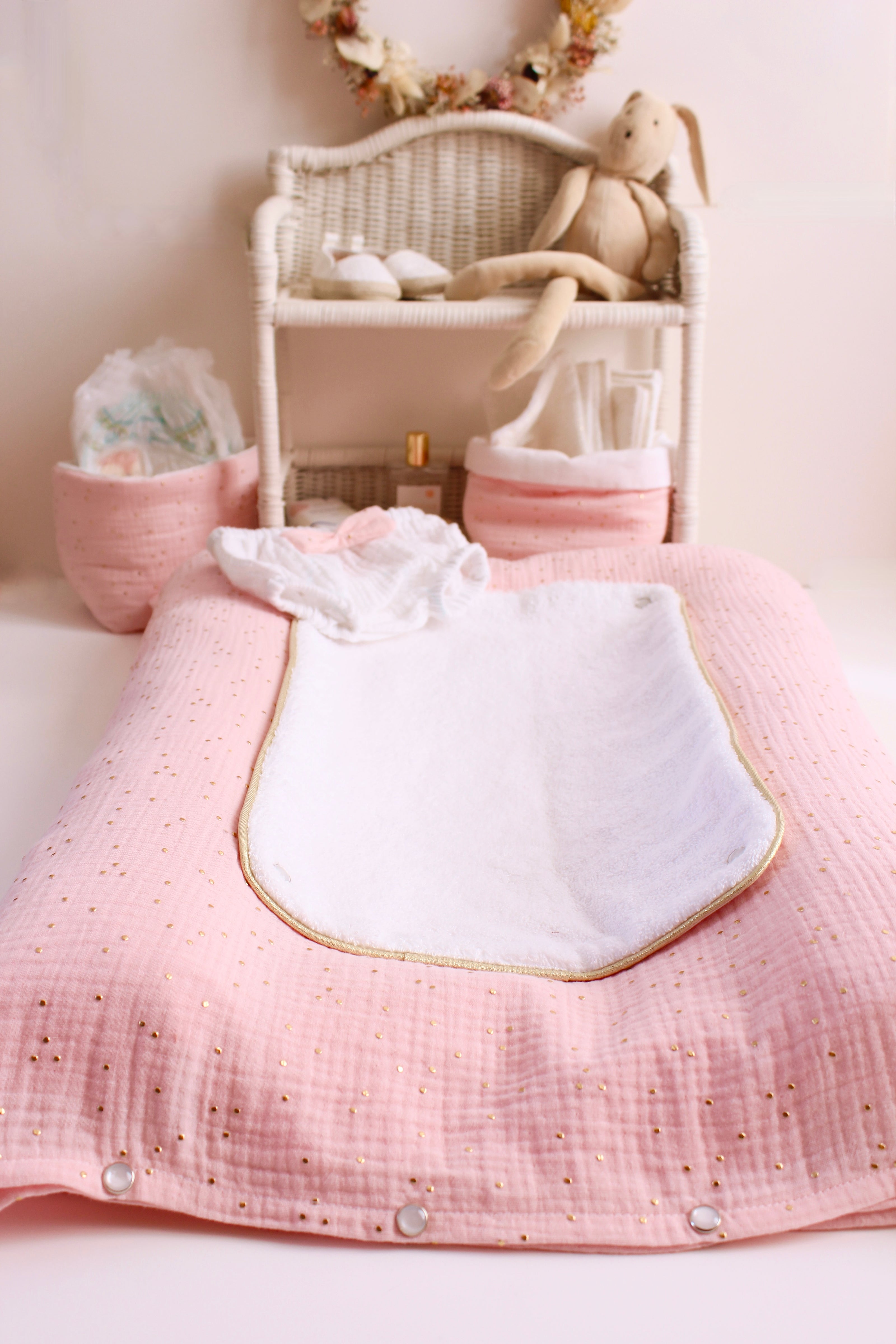 Housse de matelas à langer rose doré