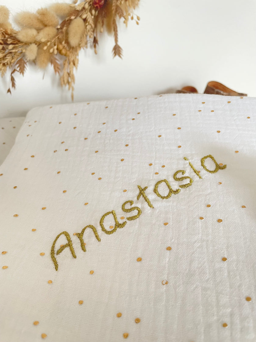 Couverture bébé blanche et doré