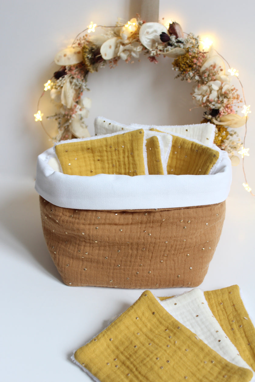 Panier en tissu camel