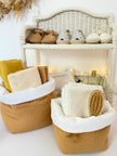 Panier en tissu camel