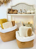Panier en tissu camel