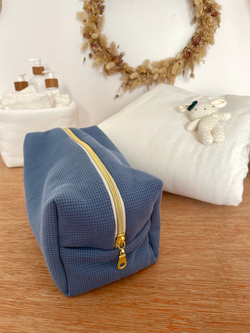 Trousse de toilette jersey bleu