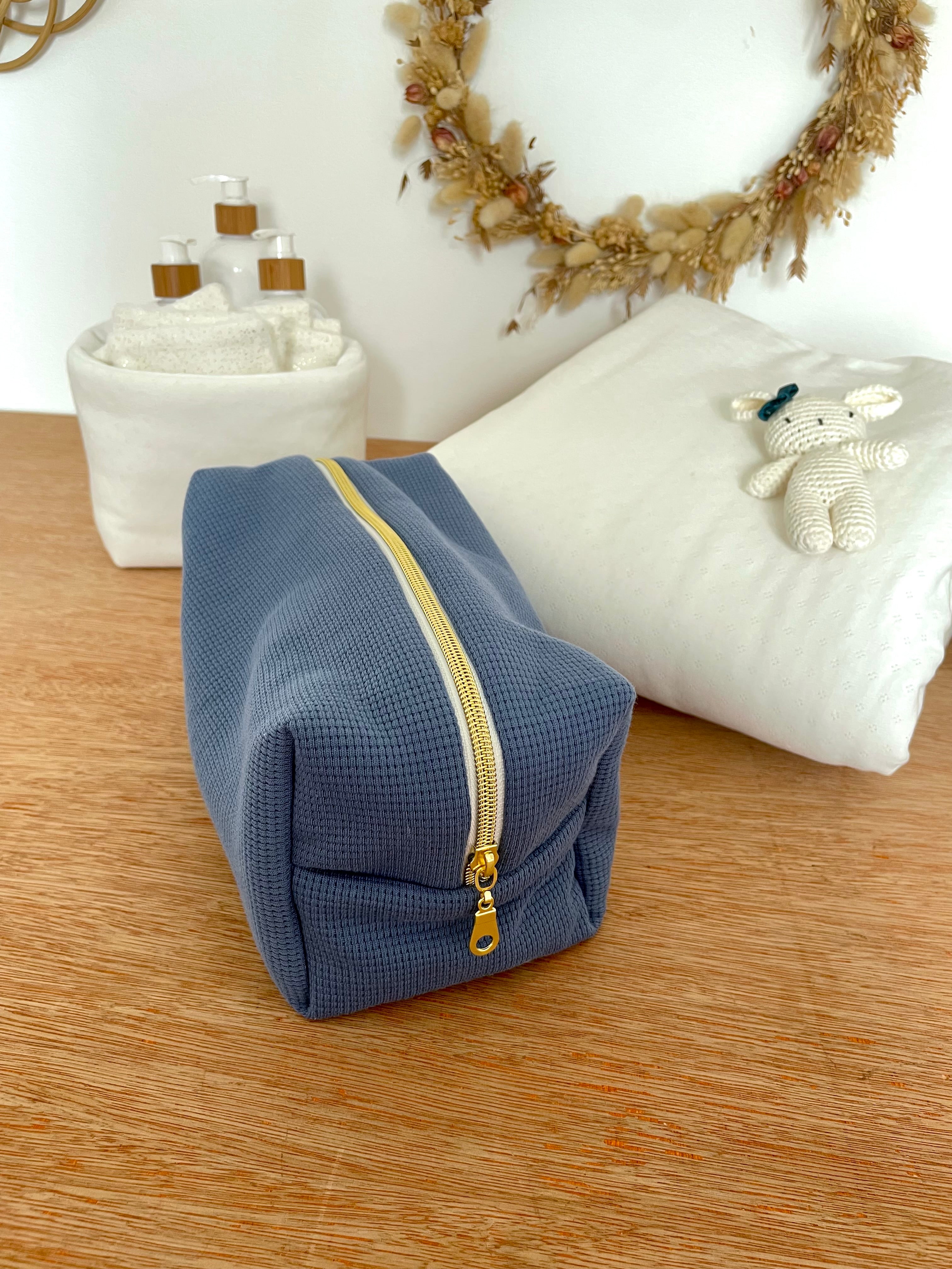 Trousse de toilette jersey bleu