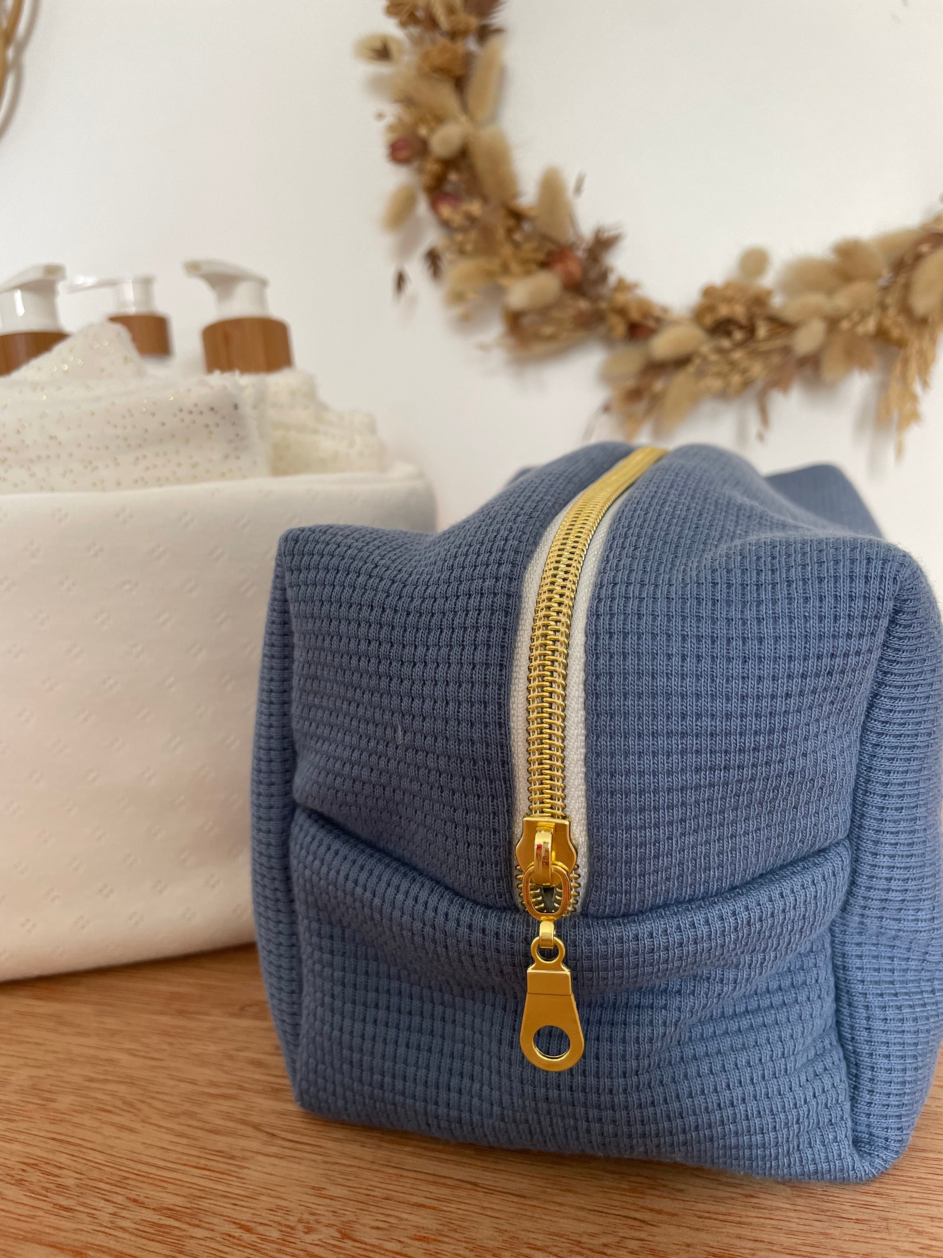 Trousse de toilette jersey bleu