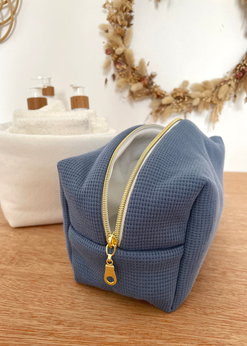 Trousse de toilette jersey bleu