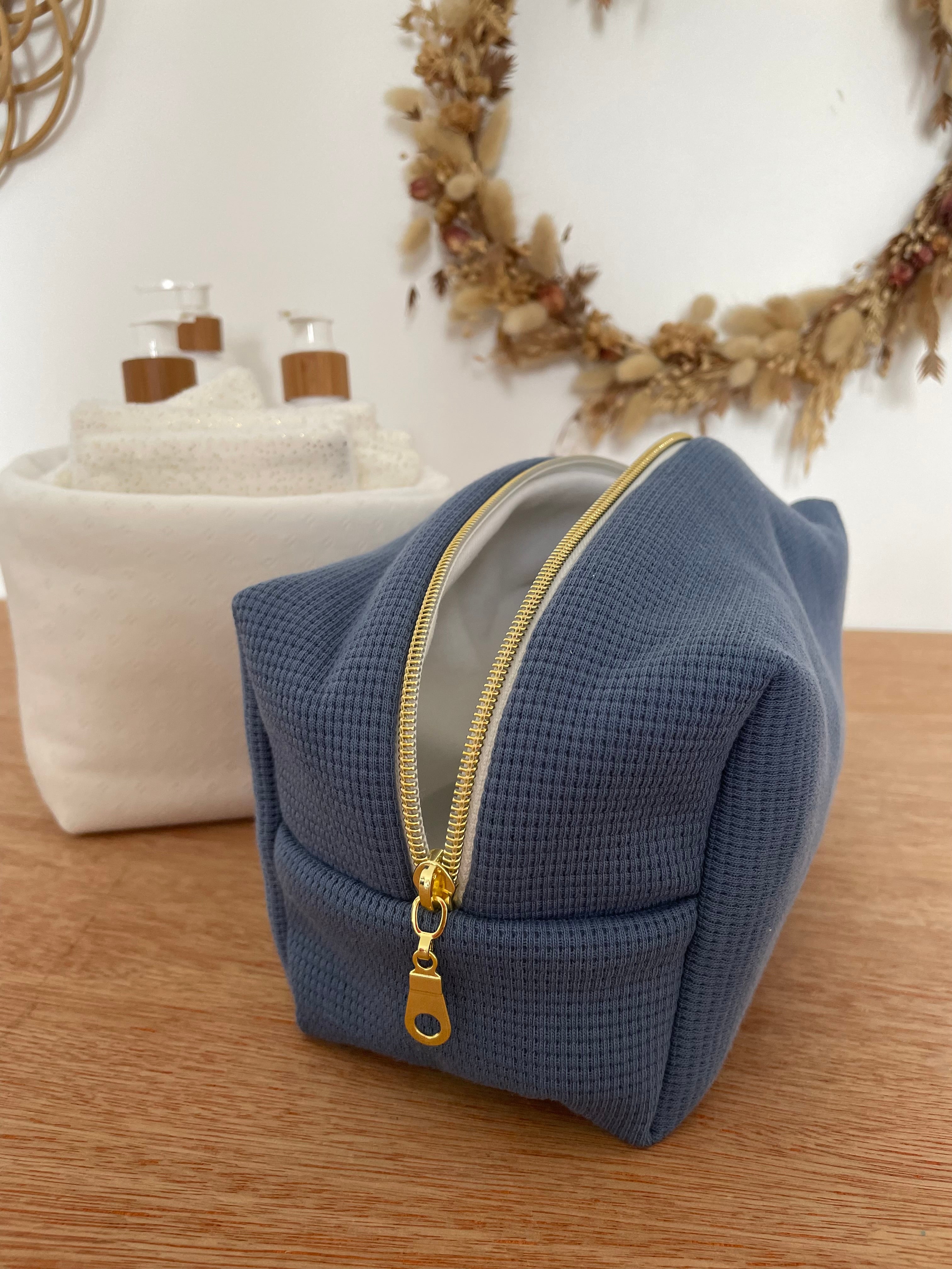 Trousse de toilette jersey bleu