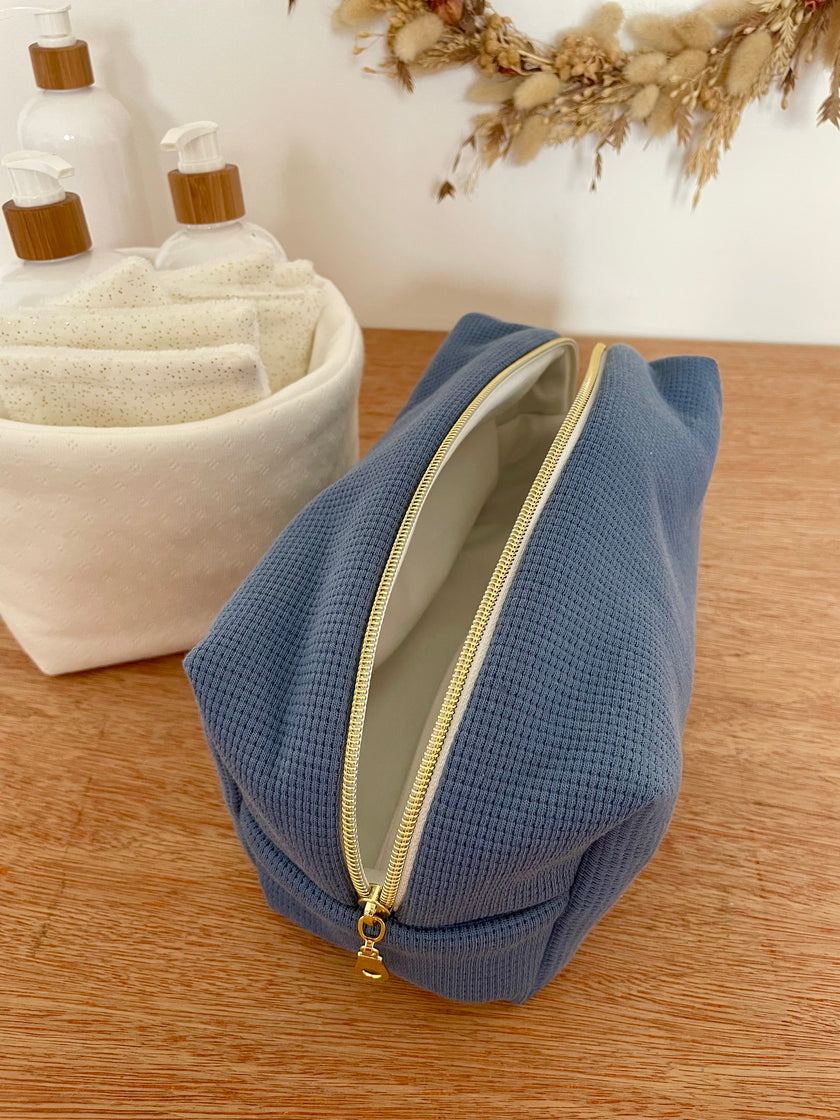 Trousse de toilette jersey bleu