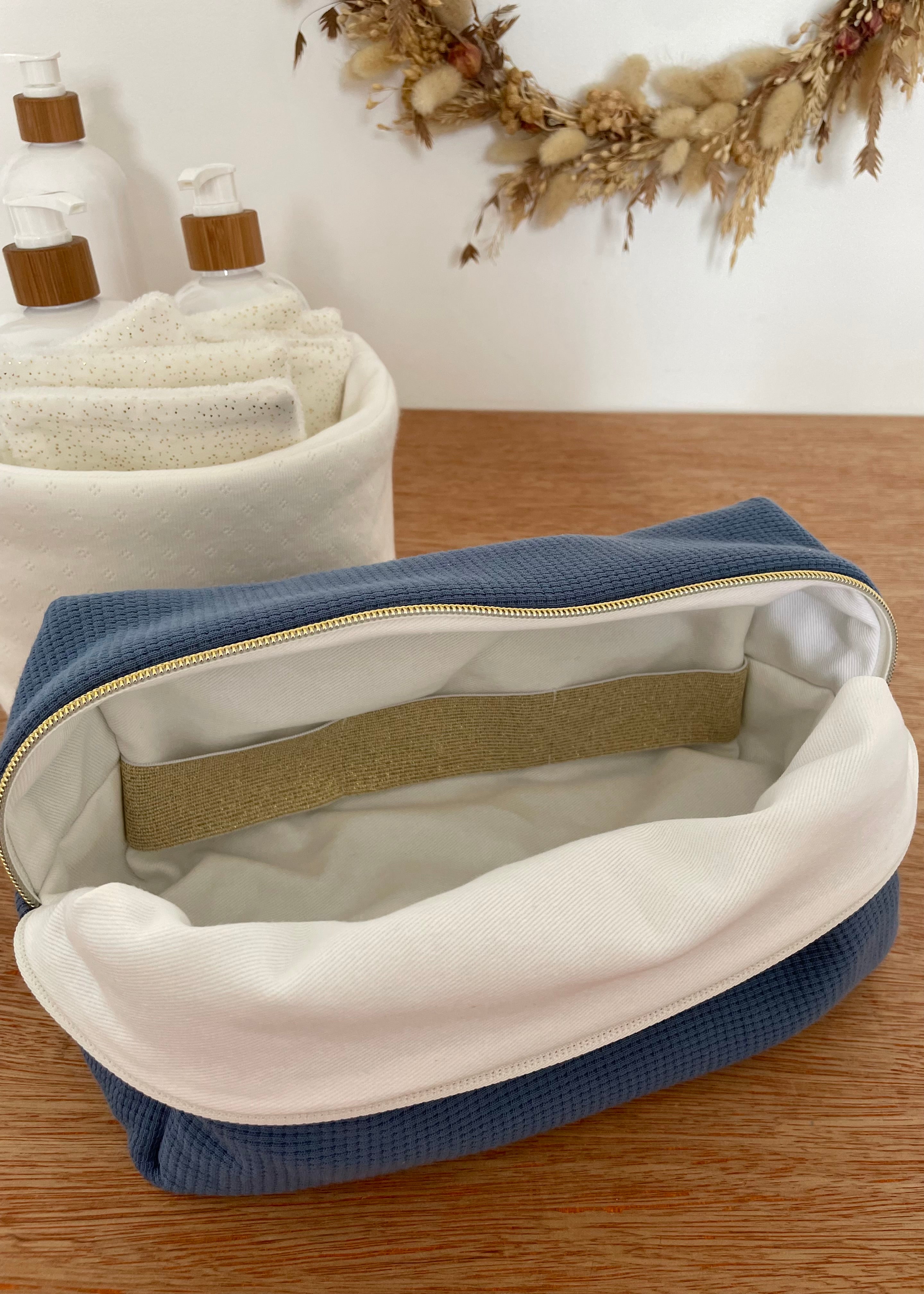Trousse de toilette jersey bleu