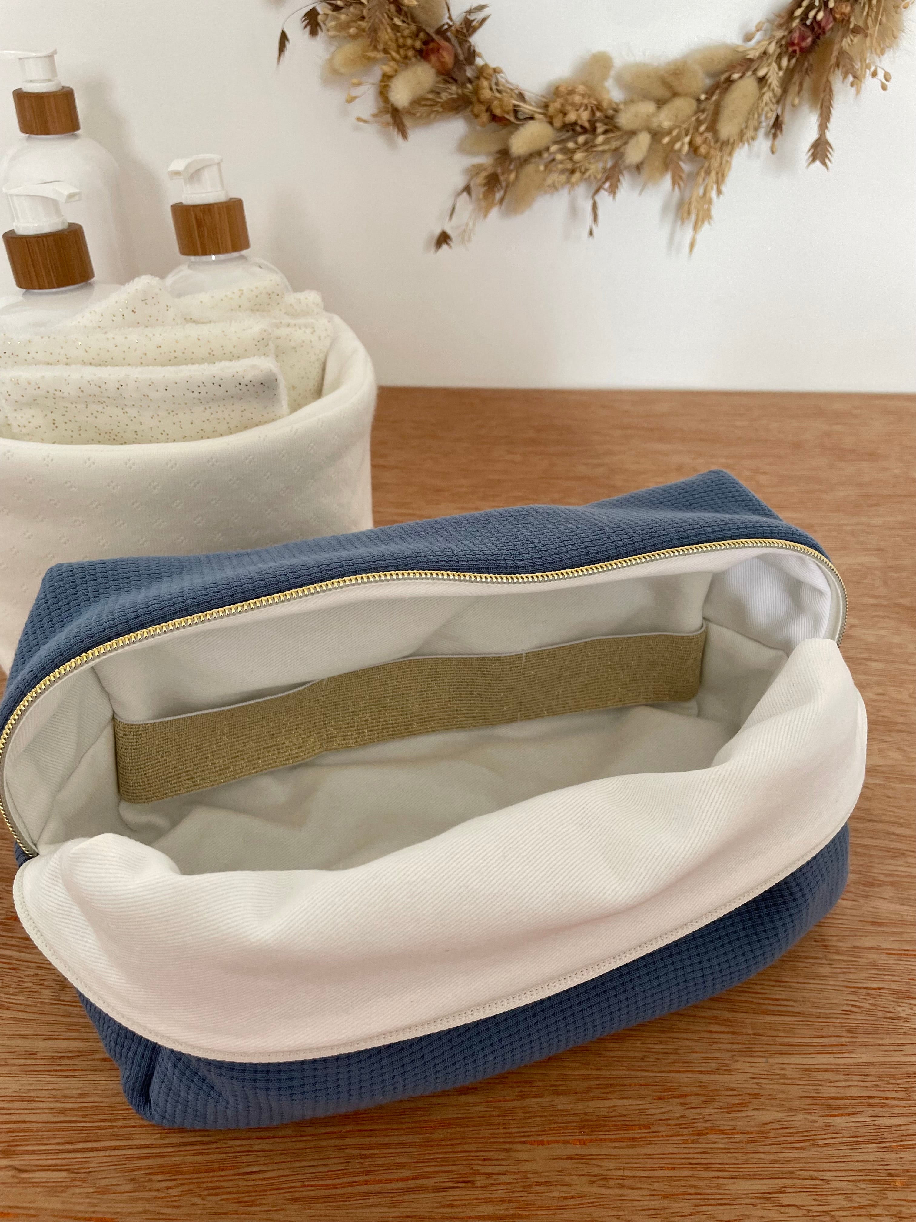 Trousse de toilette jersey bleu