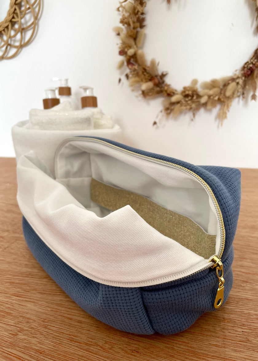 Trousse de toilette jersey bleu