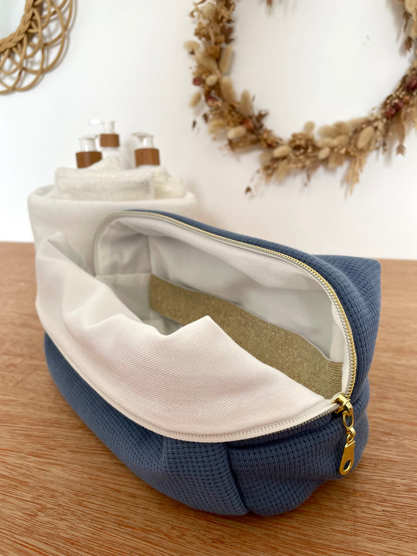 Trousse de toilette jersey bleu