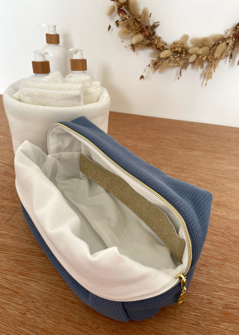 Trousse de toilette jersey bleu