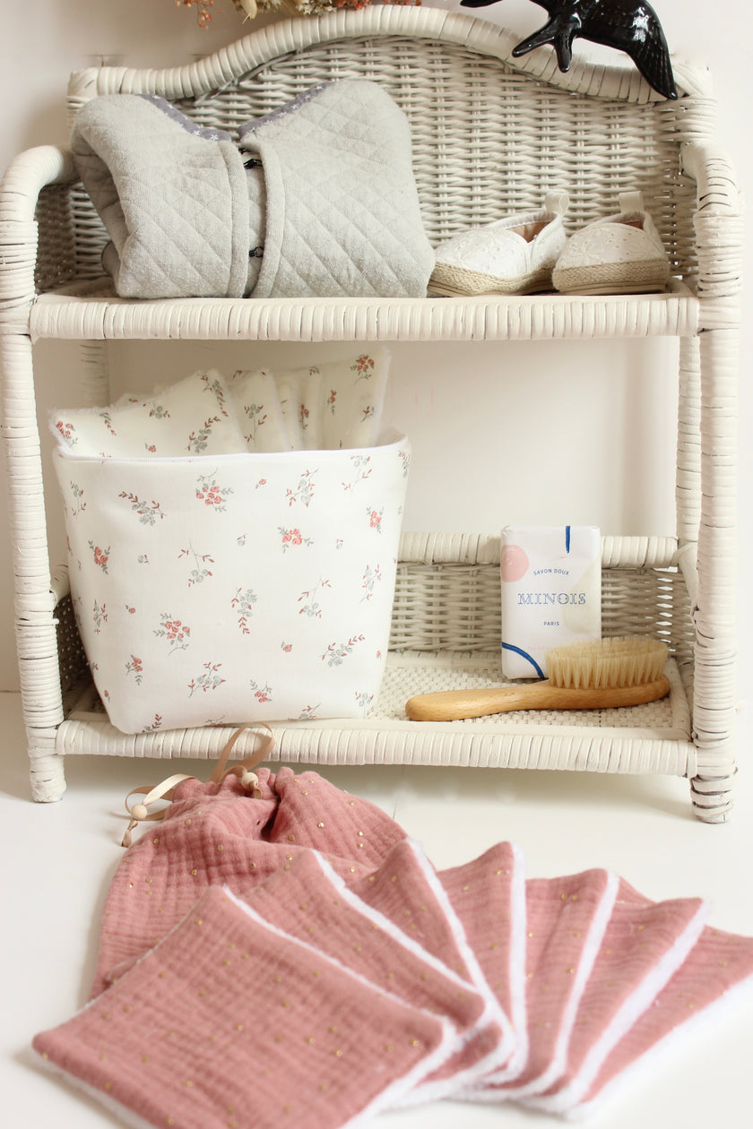 7 Lingettes bébé rose thé