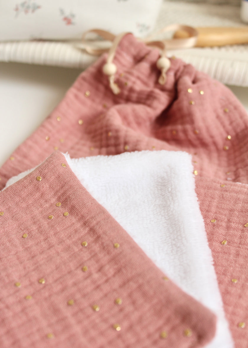 7 cotons démaquillantes lavables rose thé