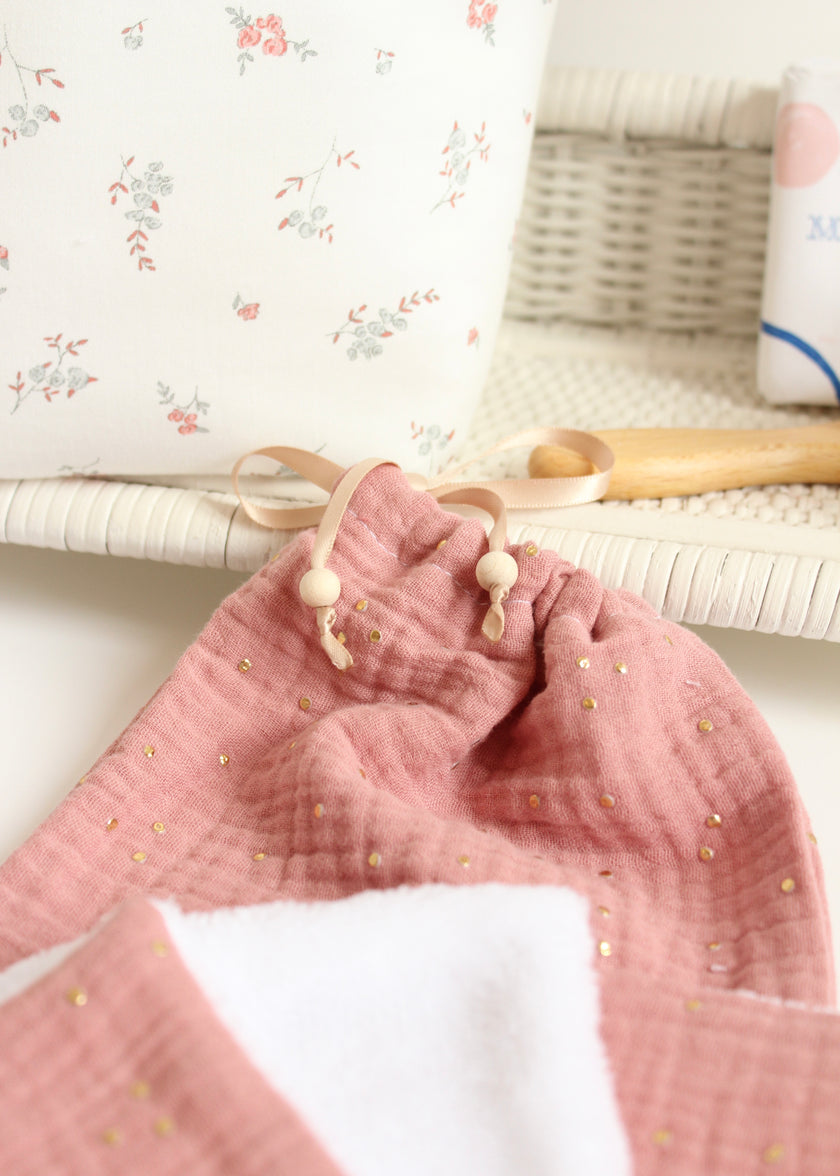 7 cotons démaquillantes lavables rose thé