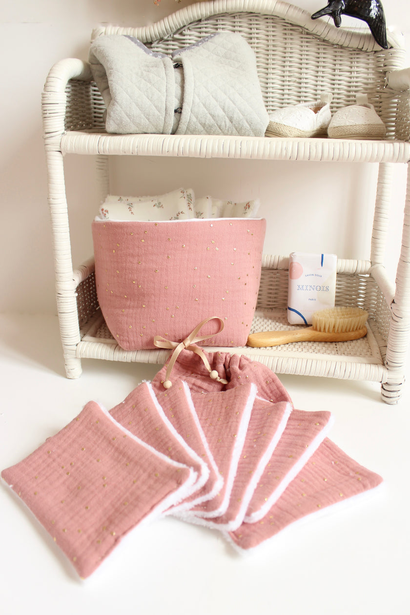 7 Lingettes bébé rose thé