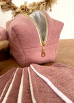 Trousse de toilette rose thé broderie anglaise