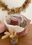 Trousse de toilette rose thé broderie anglaise