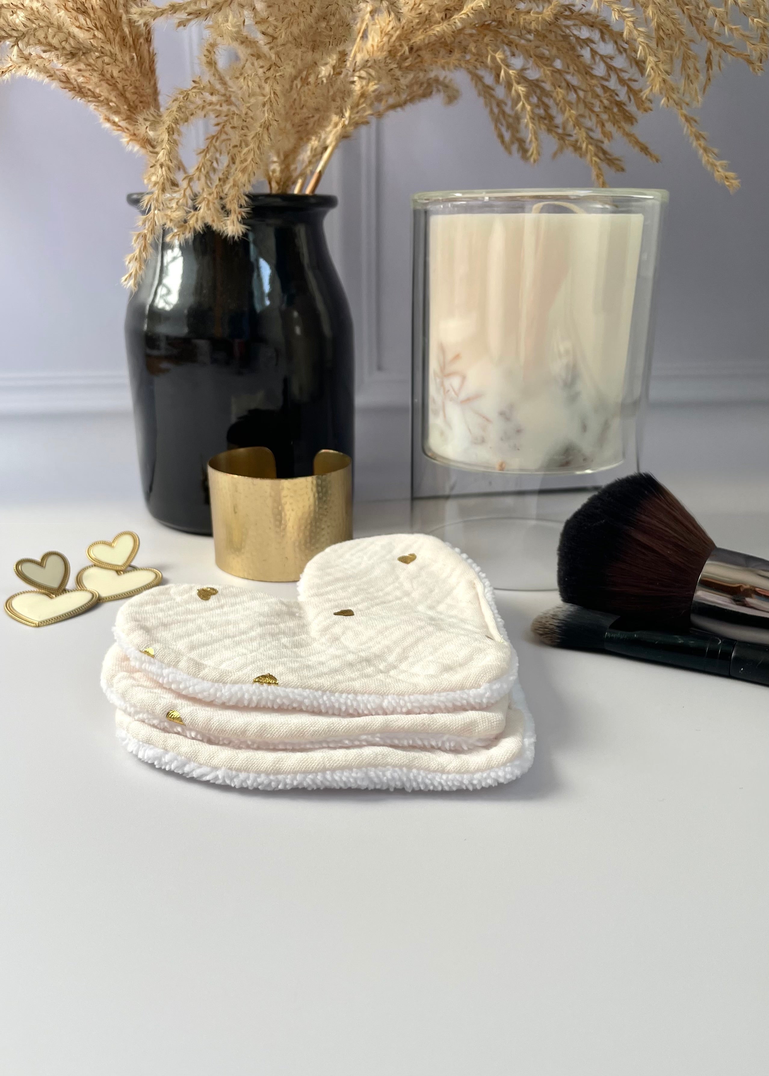 Lingettes coeur  double gaze coeurs dorés