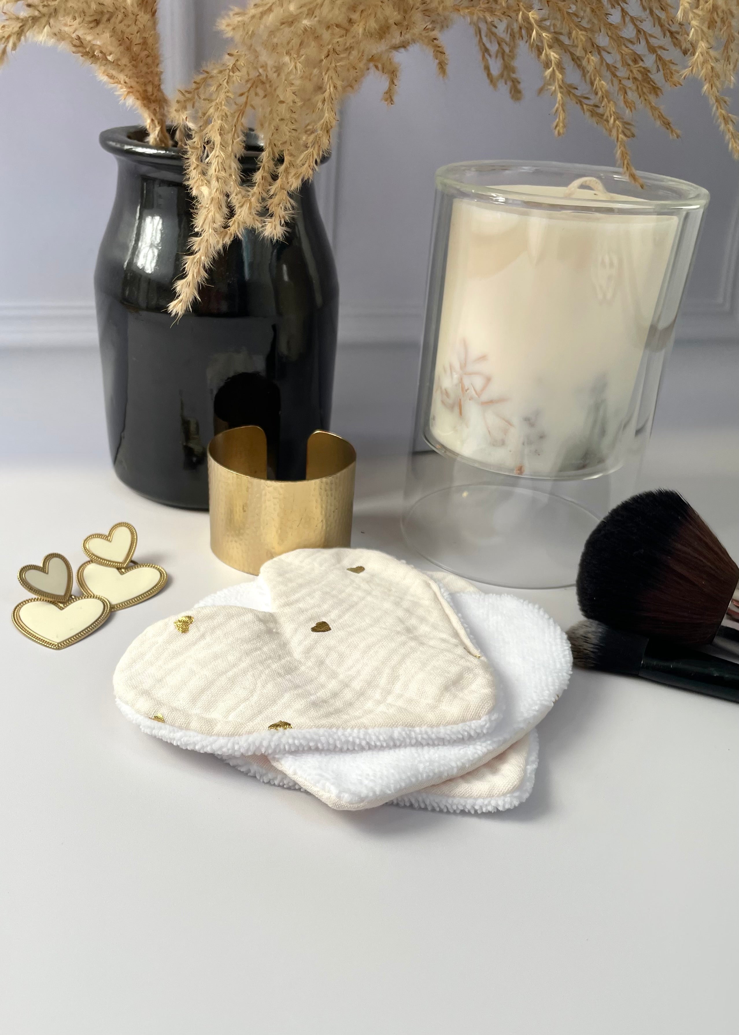 Lingettes coeur  double gaze coeurs dorés