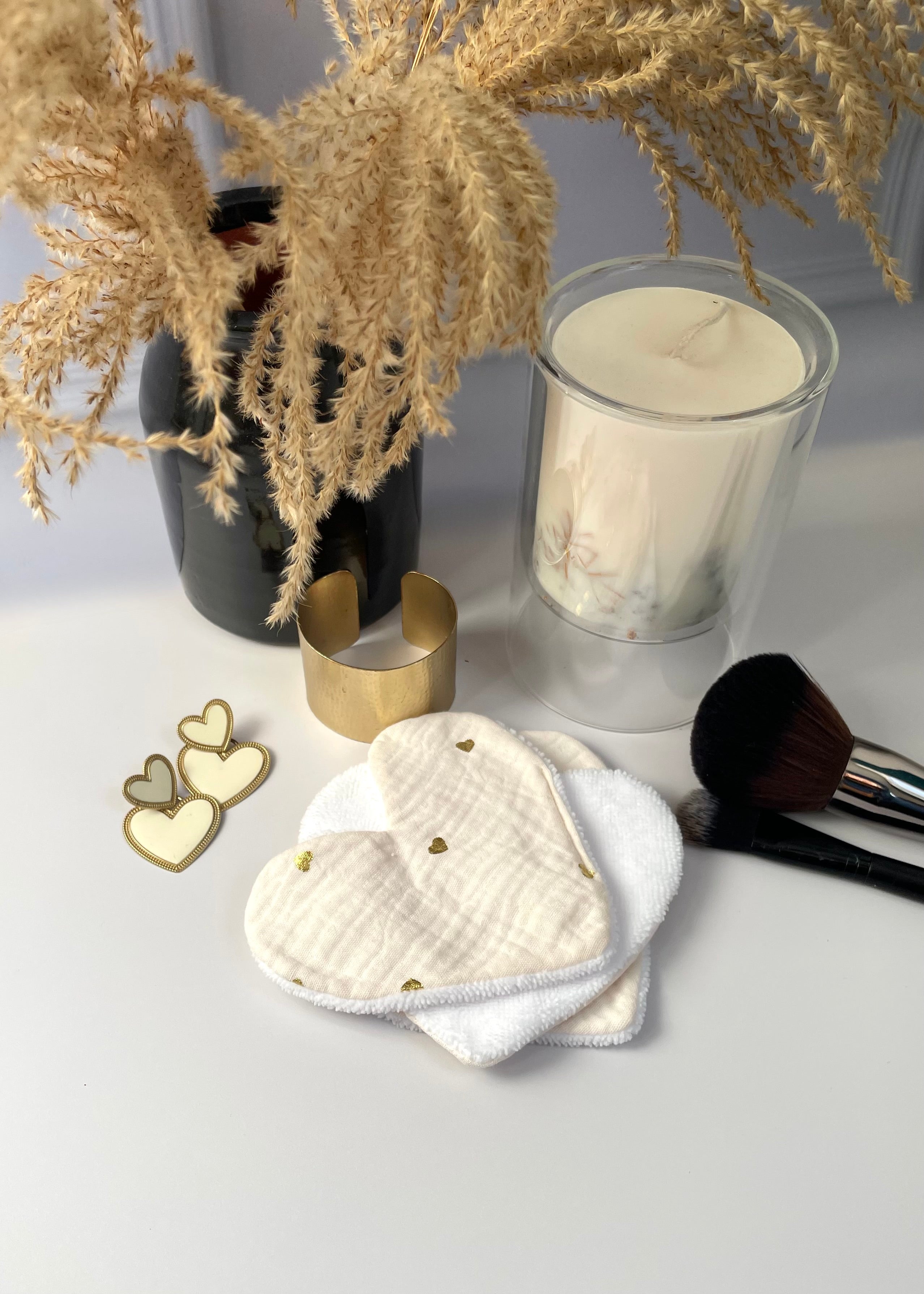 Lingettes coeur  double gaze coeurs dorés
