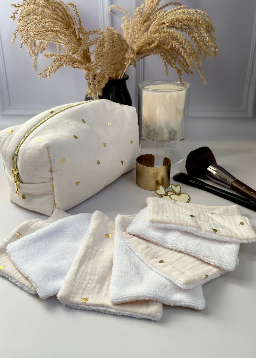 7 Lingettes démaquillantes coeurs or